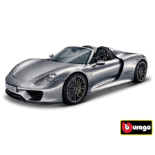  Bburago Porsche 918 Spyder fémautó - szürke autópálya és játékautó