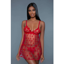 Be Wicked Valentine - szivecske mintás babydoll (piros) babydoll