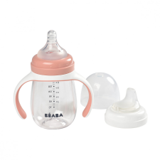 Béaba 2 Az 1-Ben Tanuló Cumisüveg 210 Ml - Sötét Rózsaszín cumisüveg