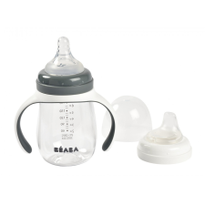 Beaba - 2 az 1-ben Tanuló cumisüveg 210 ml - Sötétszürke cumisüveg