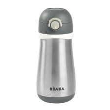 Béaba Rozsdamentes Acél Palack + Fogantyú - 350 ml - Sötétszürke babaétkészlet