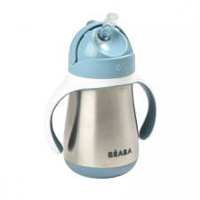Béaba Rozsdamentes Acél Szívószálas Ivópohár 250 ml - Viharkék itatópohár