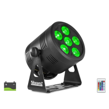 Beamz BeamZ BBP66 RGBW (6x6W) LED DMX akkumulátoros reflektor + IR távirányító party kellék
