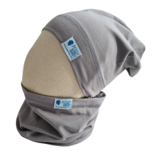  Beanie kétrétegű, egyszínű, szürke uni babasapka, sál