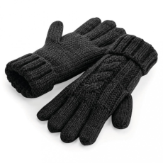 Beechfield Uniszex kesztyű Beechfield Cable Knit Melange Gloves L/XL, Fekete