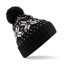 Beechfield Uniszex téli sapka Beechfield Fair Isle Snowstar Beanie Egy méret, Fekete/Fehér női sapka