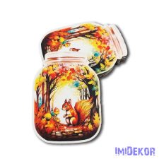 Befőttes üveg őszi táj mókussal 9x6,5cm dekorációs kellék