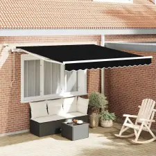  Behúzható napellenző Fekete 300 x 250 cm Poliészter és fém nyílászáró