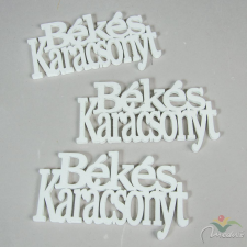  Békés Karácsonyt felirat fehér 14cm 3db-os dekorációs kellék