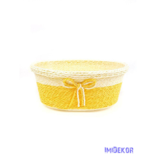  Bélelt köteles ovál kosár 19cm - Sárga dekorációs kellék