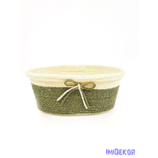  Bélelt köteles ovál kosár 19cm - Sötétzöld dekorációs kellék