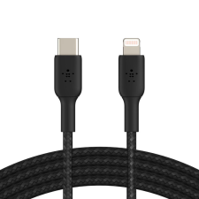 Belkin BOOST CHARGE USB-C - Lightning harisnyázott kábel 1m fekete (CAA004bt1MBK) kábel és adapter