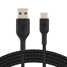 Belkin BOOST CHARGE USB-C - USB-A harisnyázott kábel 15cm fekete (CAB002bt0MBK) (CAB002bt0MBK) - Adatkábel kábel és adapter
