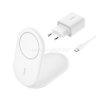 Belkin BOOSTCHARGE asztali töltő (15W, gyorstöltő, wireless, Magsafe, összehajtható, Qi2 + tápegység) FEHÉR (WIB007VFWH)