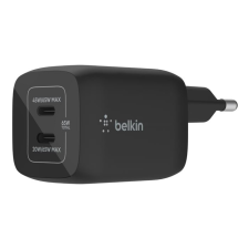 Belkin BoostCharge Pro 2xUSB-C GaN hálózati töltő 65W fekete (WCH013vfBK) (WCH013vfBK) mobiltelefon kellék