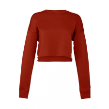 Bella+Canvas Női hosszú ujjú pulóver Bella Canvas Women&#039;s Cropped Crew Fleece XL, Téglavörös női pulóver, kardigán