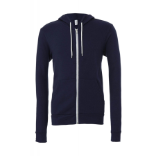 Bella+Canvas Uniszex kapucnis hosszú ujjú pulóver Bella Canvas Unisex Poly-Cotton Full Zip Hoodie XL, Sötétkék (navy) férfi pulóver, kardigán