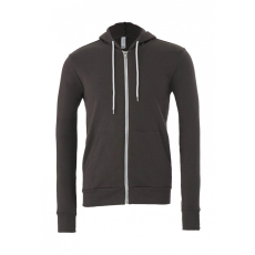 Bella+Canvas Uniszex kapucnis hosszú ujjú pulóver Bella Canvas Unisex Poly-Cotton Full Zip Hoodie XS, Aszfalt szürke