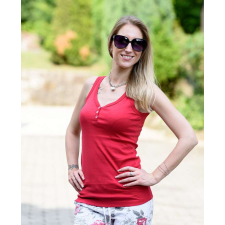 BellaKollektion Elöl gombos piros top (M-XL) női trikó