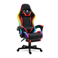 BEMADA RGB LED-es gamer szék - karfával, párnával - fekete / piros forgószék