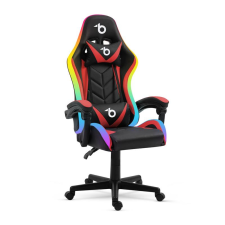 BEMADA RGB LED-es gamer szék - karfával, párnával - fekete / piros forgószék