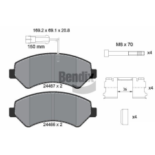 BENDIX Braking fékbetétkészlet, tárcsafék BENDIX Braking BPD1567 autóalkatrész