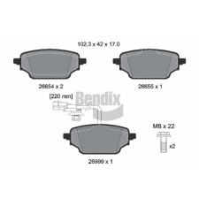 BENDIX Braking fékbetétkészlet, tárcsafék BENDIX Braking BPD2654 autóalkatrész