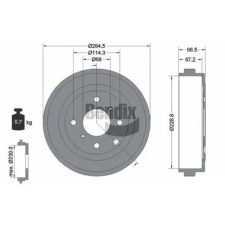 BENDIX Braking fékdob BDM1164 autóalkatrész