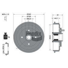 BENDIX Braking fékdob BENDIX Braking BDM1127 autóalkatrész
