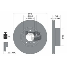BENDIX Braking féktárcsa BDS1084HC autóalkatrész