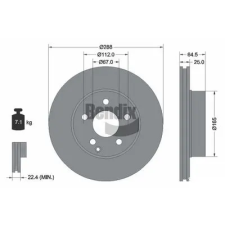 BENDIX Braking féktárcsa BDS1214 autóalkatrész