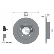 BENDIX Braking féktárcsa BDS1424 autóalkatrész