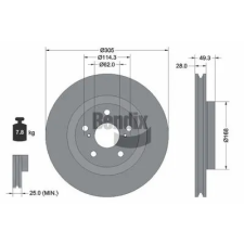 BENDIX Braking féktárcsa BDS2342HC autóalkatrész