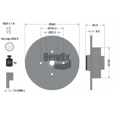 BENDIX Braking féktárcsa BENDIX Braking BDS1051 féktárcsa