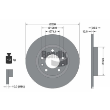 BENDIX Braking féktárcsa BENDIX Braking BDS1122 féktárcsa