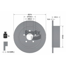 BENDIX Braking féktárcsa BENDIX Braking BDS1845 féktárcsa