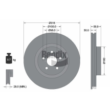 BENDIX Braking féktárcsa BENDIX Braking BDS1861 féktárcsa