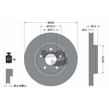 BENDIX Braking féktárcsa BENDIX Braking BDS1964 autóalkatrész