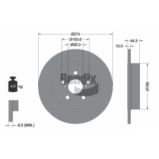 BENDIX Braking féktárcsa BENDIX Braking BDS2271 autóalkatrész