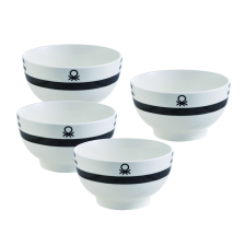 Benetton BE-0255 4 részes Porcelán Tál szett, Fekete-fehér, 650ml konyhai eszköz