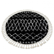 Berber Ethnic Kör Szőnyeg - Fekete-Fehér - 160 cm lakástextília