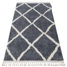 Berber Szőnyeg BERBER CROSS B5950 szürke / fehér Rojt shaggy 180x270 cm lakástextília