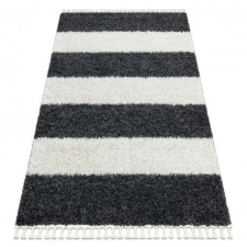 Berber Szőnyeg BERBER UNION 4079 Csík szürke / krém Rojt shaggy 140x190 cm lakástextília