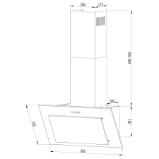 Berdsen Kéményes páraelszívó 60cm inox + fekete bt-209 páraelszívó
