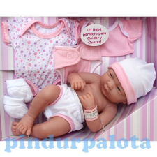 Berenguer Élethű Berenguer Játékbabák - újszülött lány rózsaszín ruhában sapkával kiegészítőkkel 36cm élethű baba