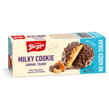  Bergen Milky Cookie tejcsokoládés karamellás mogyorós keksz - 100g csokoládé és édesség