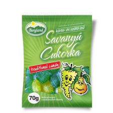 Bergland körte-szőlő ízű savanyú töltetlen keménycukorka 70g csokoládé és édesség