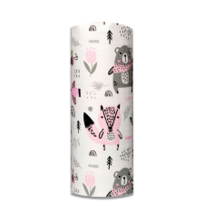 Bergon Színes mintás textil pelenka 70x80 cm-erdei állatok rózsaszín mosható pelenka