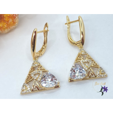  Berill gold antiallergén háromszög alakú fülbevaló cirkónia kővel - fehér fülbevaló