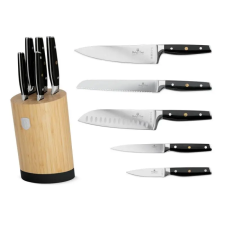BERLINGER HAUS MATTE BLACK rozsdamentes késkészlet 5részes+bambusz állvánnyal, BH-3136 konyhai eszköz